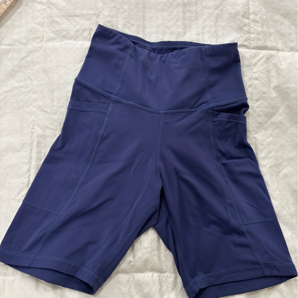 High-Rise Bike Shorts in Deep Blue - Women Small